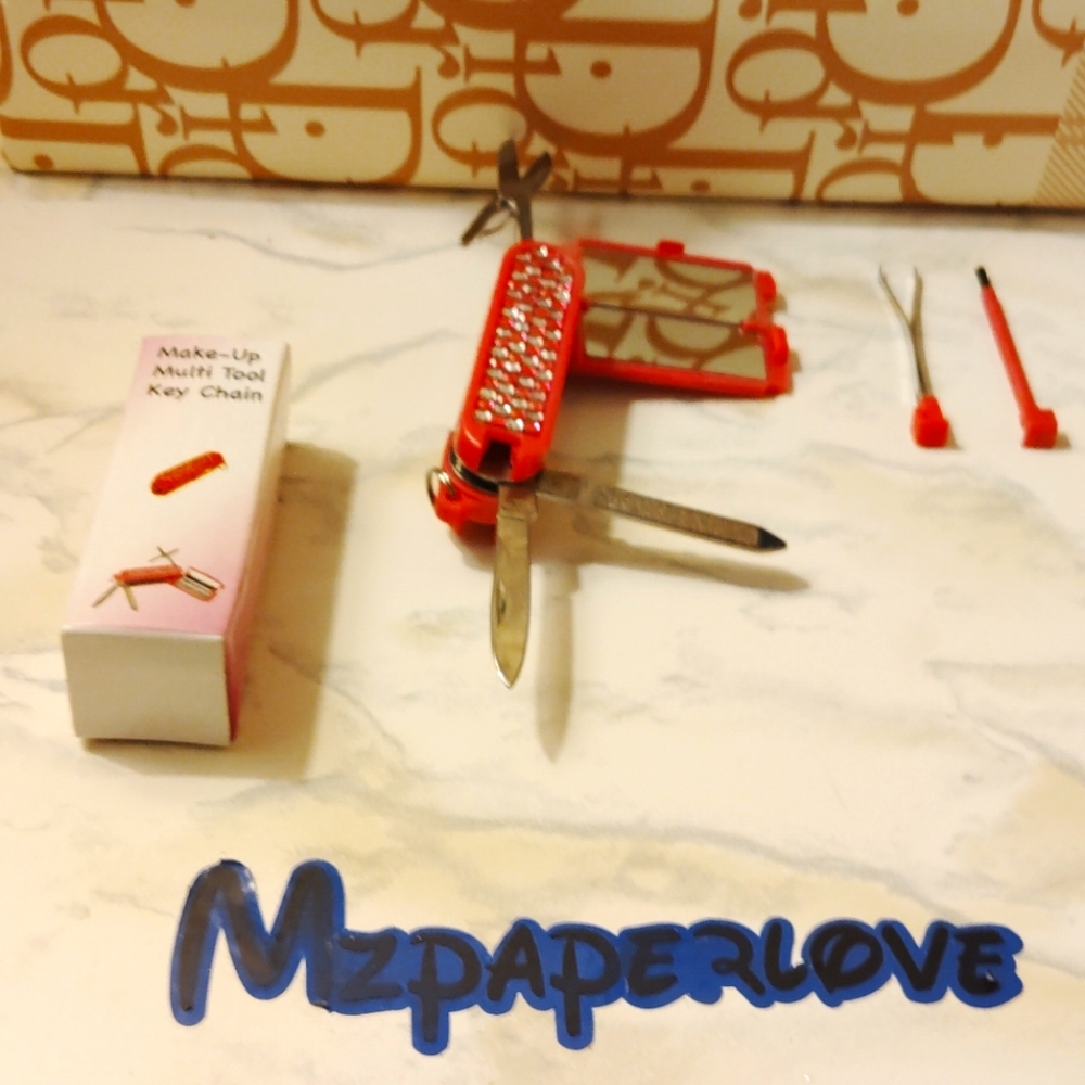 Red Multi-Tool Keychain with Rhinestones - Picture 2 of 6
